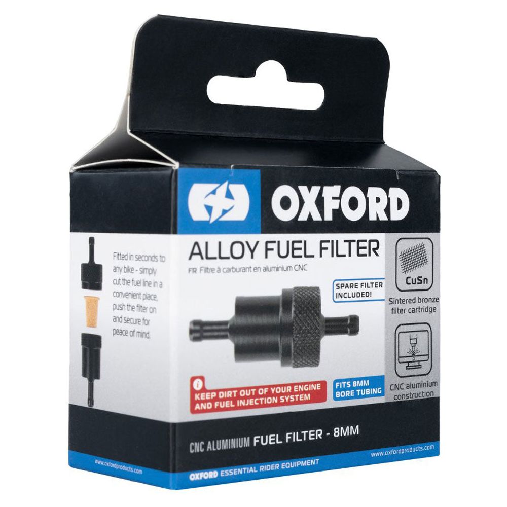 Oxford Motorcycle Alloy Fuel Filter Black - 8mm