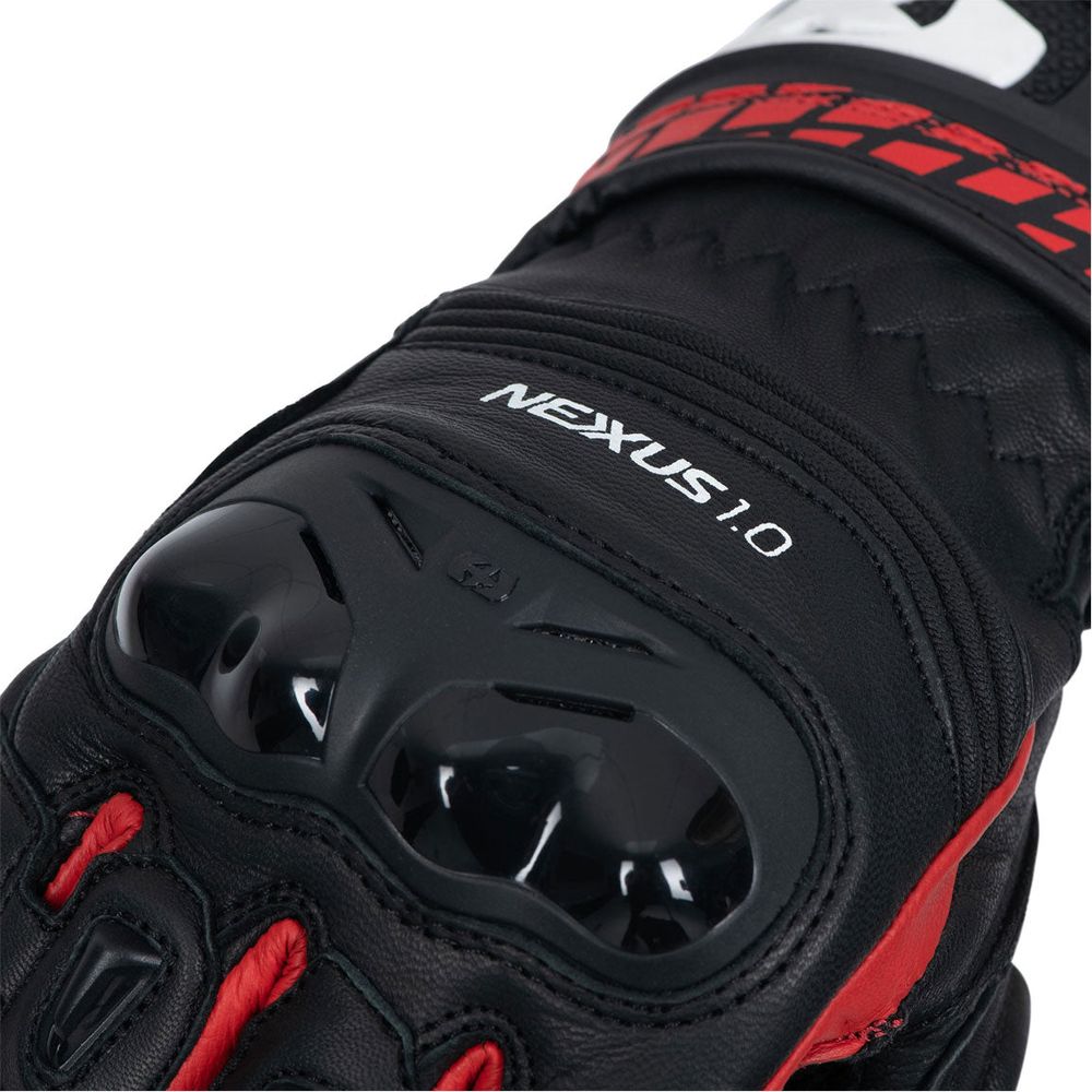 Oxford Nexus Leather Gloves Black / White / Red