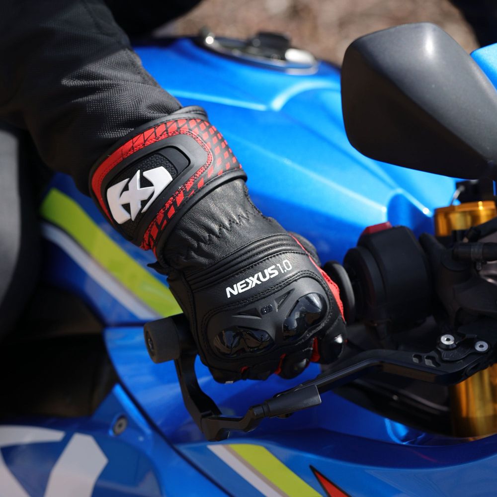 Oxford Nexus Leather Gloves Black / White / Red