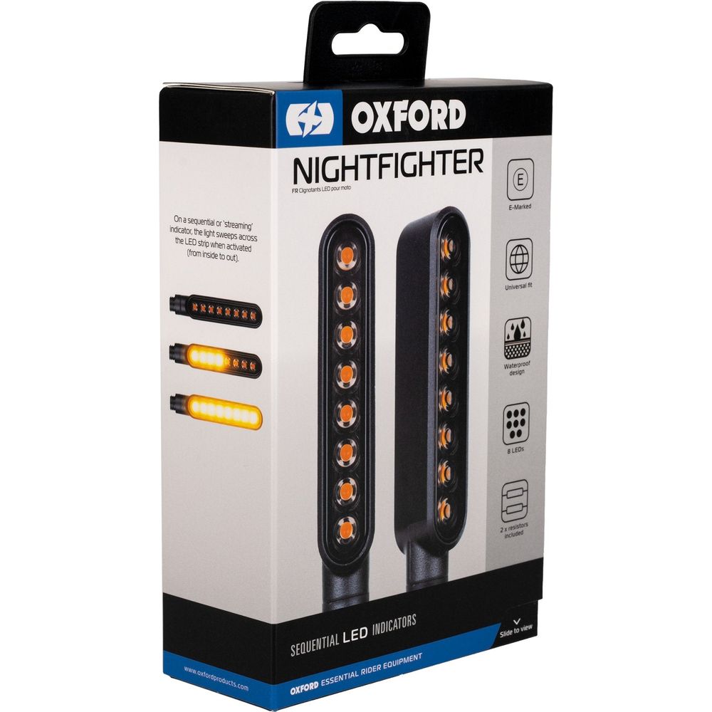 Oxford Nightfighter Front / Rear Sequential Indicators Black With 2 Resistors