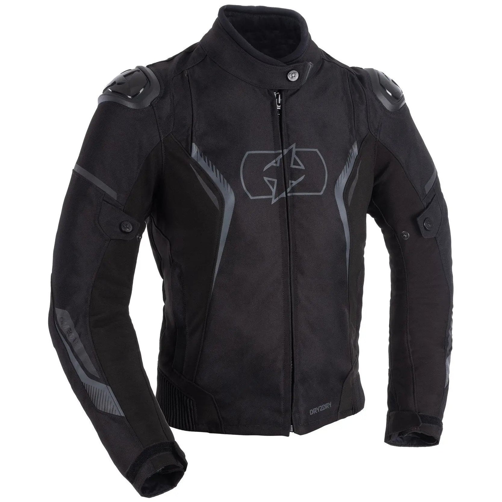 Oxford Omega 1.0 Dry2Dry Women's Waterproof Motorcycle Jacket Stealth Black front product view
