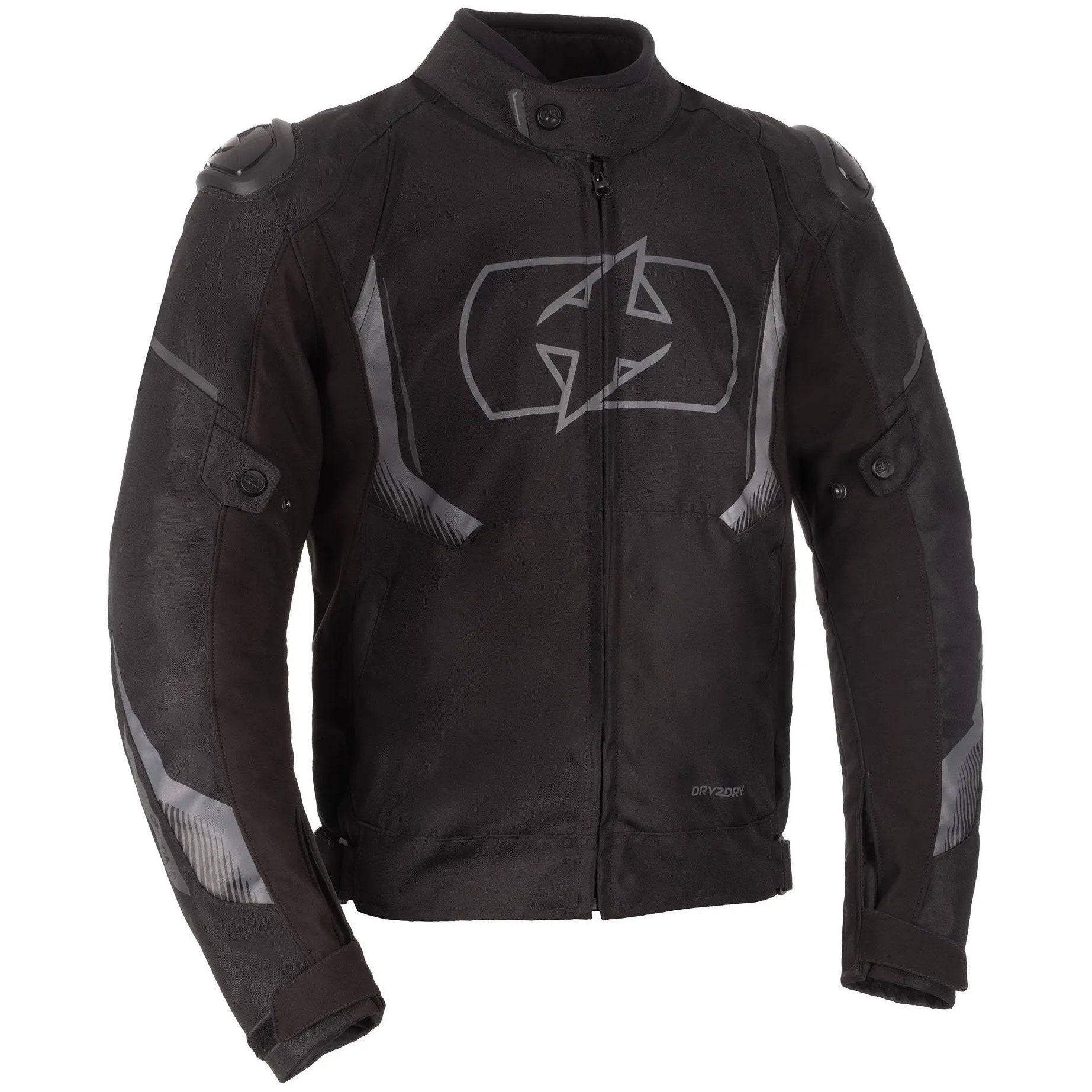 Oxford Omega 1.0 Dry2Dry Men's Waterproof Motorcycle Jacket Stealth Black front product view