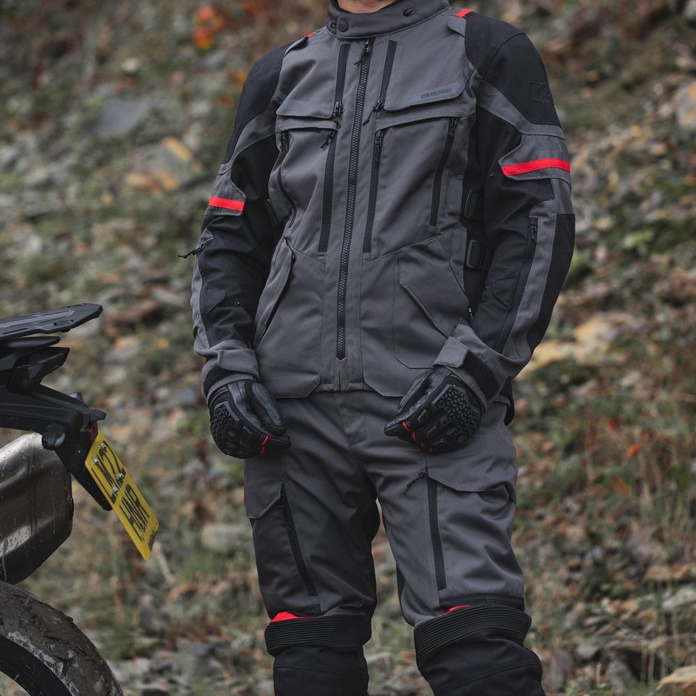 Oxford Rockland Textile Jacket Charcoal / Black / Red