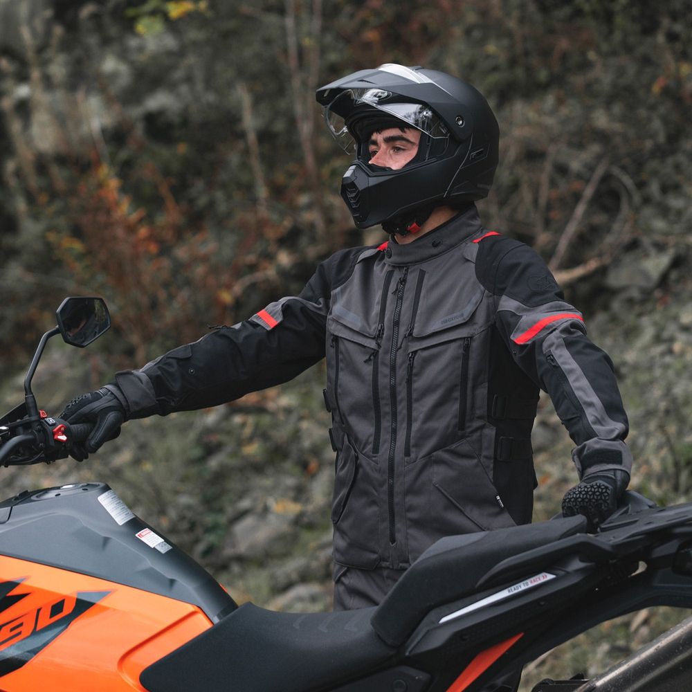 Oxford Rockland Textile Jacket Charcoal / Black / Red