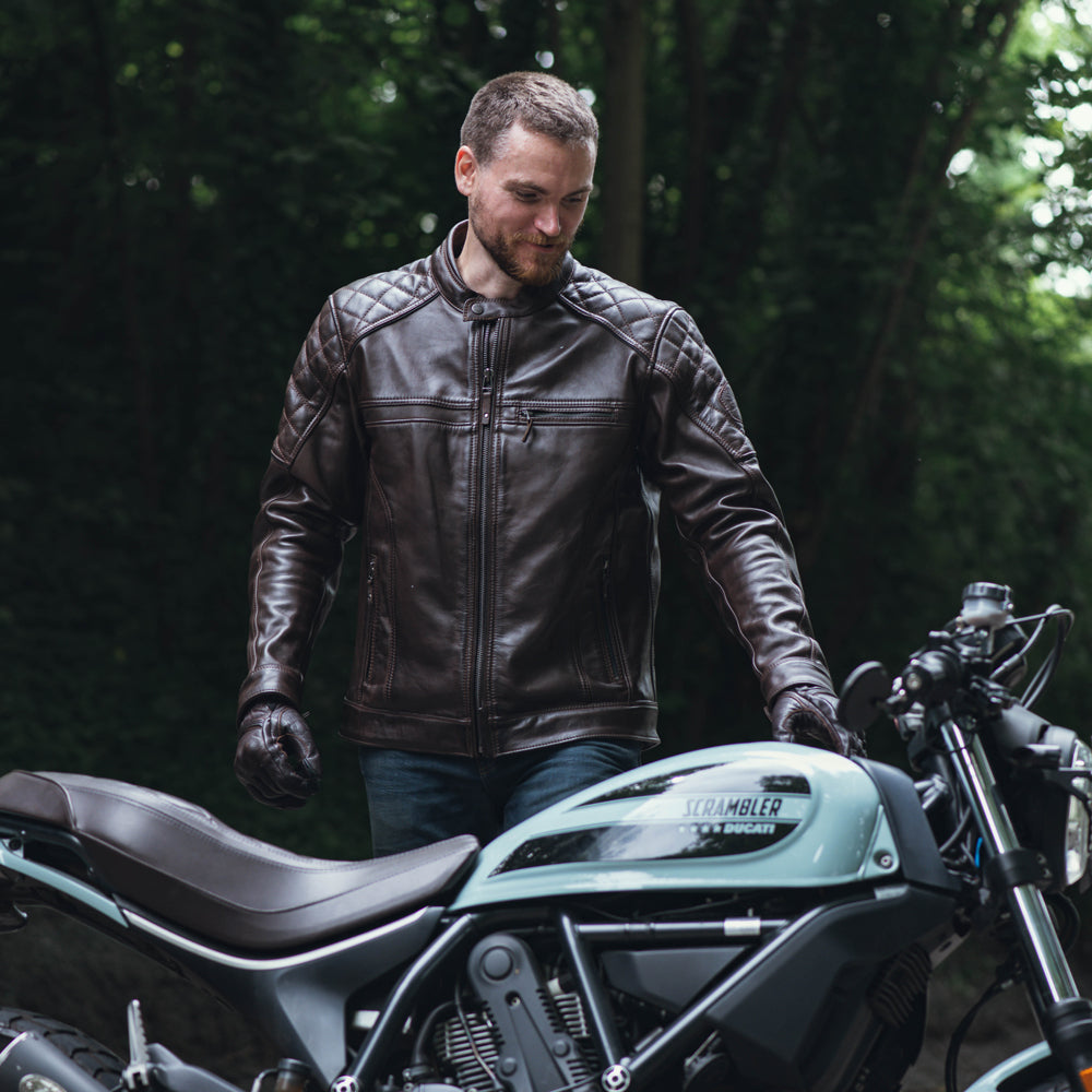 Oxford Route 73 2.0 Leather Jacket Brown