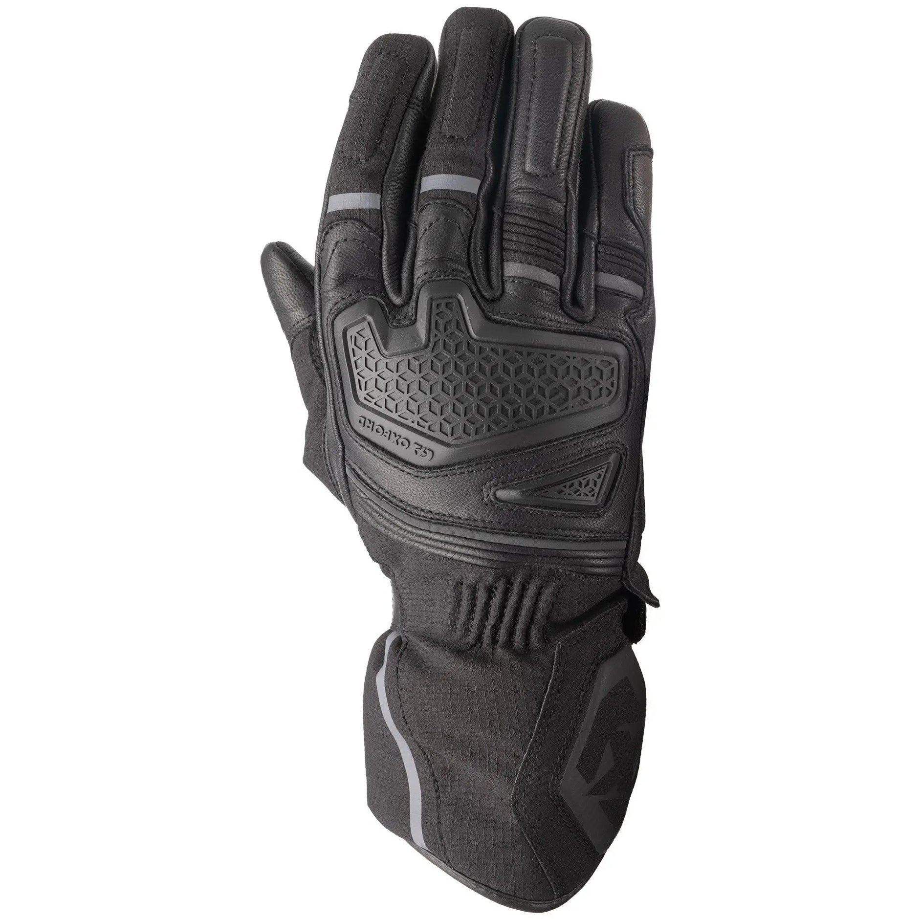 Oxford Vancouver 2.0 D2D Leather & Textile Gloves Black back-of-hand view