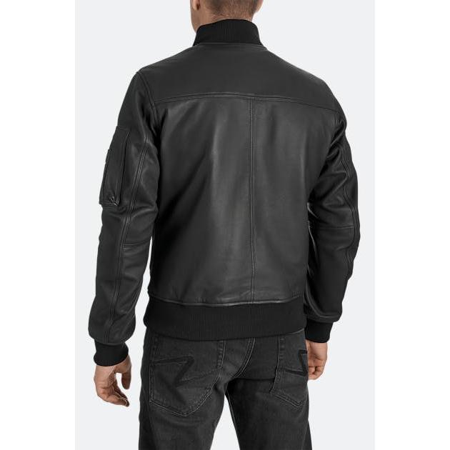 Pando Moto Falcon Aviator Leather Jacket Black