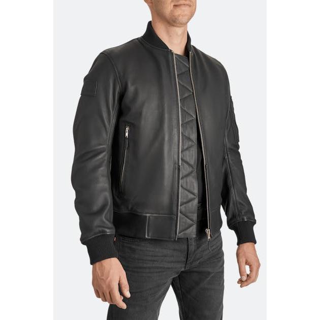 Pando Moto Falcon Aviator Leather Jacket Black