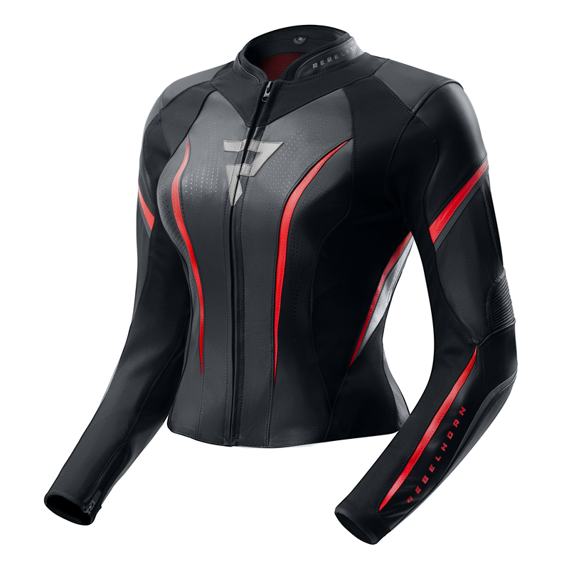 Rebelhorn Diva ST Ladies Leather Jacket Black / Red / White