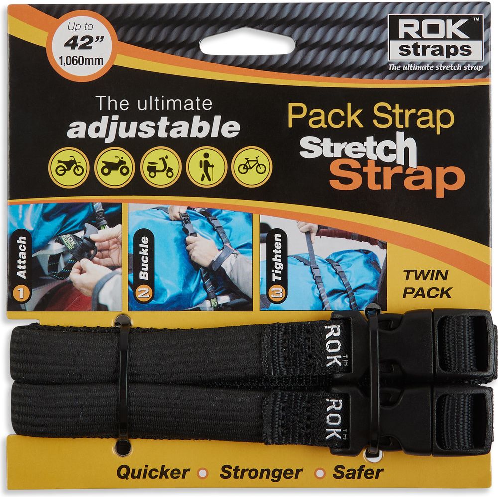 ROK Pack Adjustable Stretch Strap Black - Pack Of 2