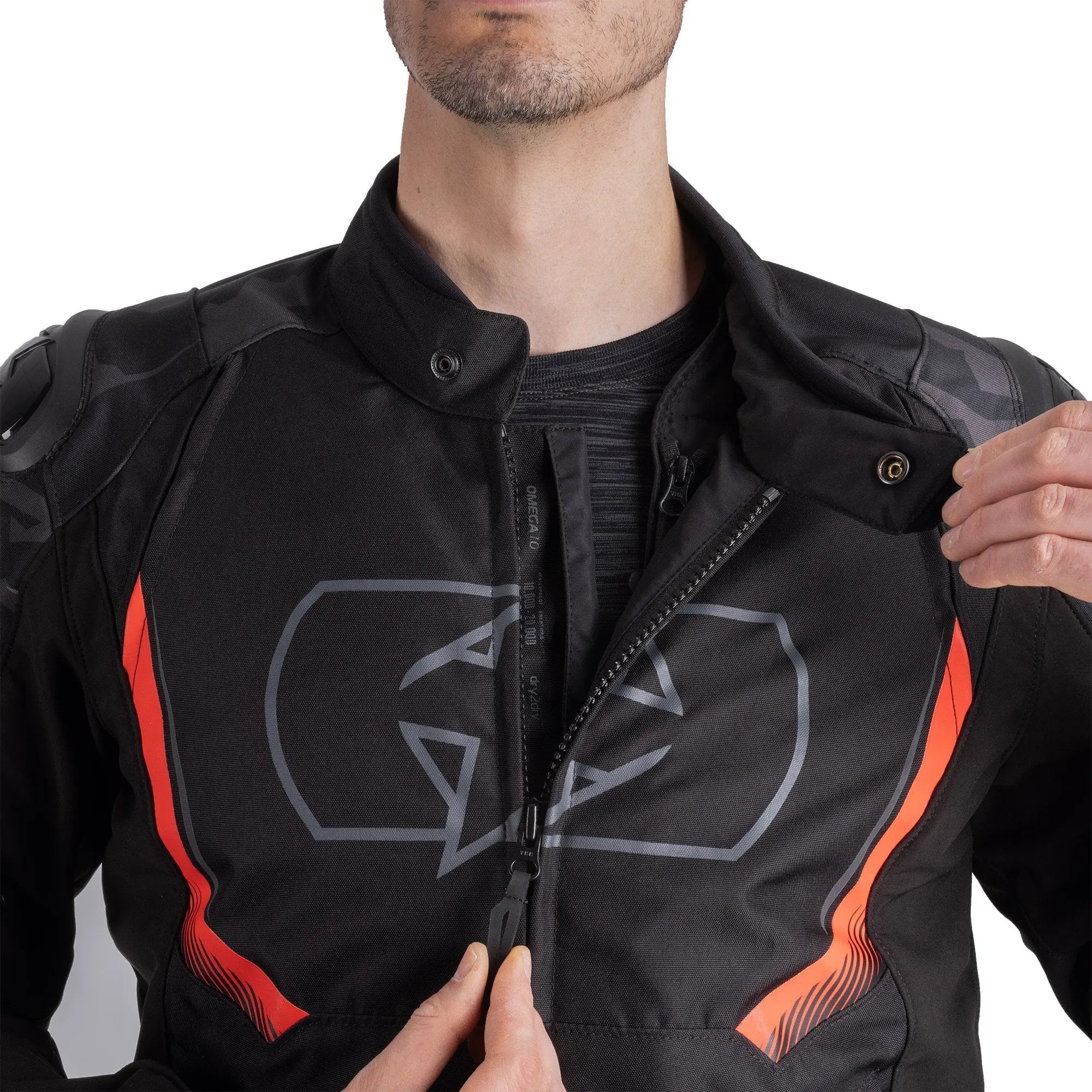Oxford Omega 1.0 Dry2Dry Textile Jacket Black / Camo / Red  - FREE UK Shipping, FREE 365 Day Returns | Moto Central