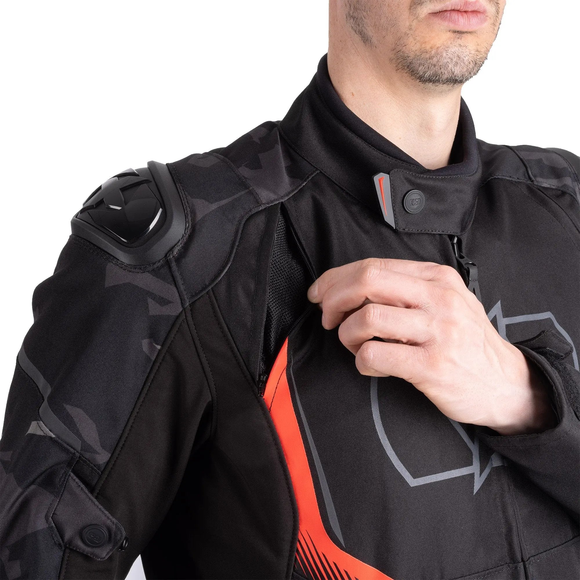 Oxford Omega 1.0 Dry2Dry Textile Jacket Black / Camo / Red  - FREE UK Shipping, FREE 365 Day Returns | Moto Central