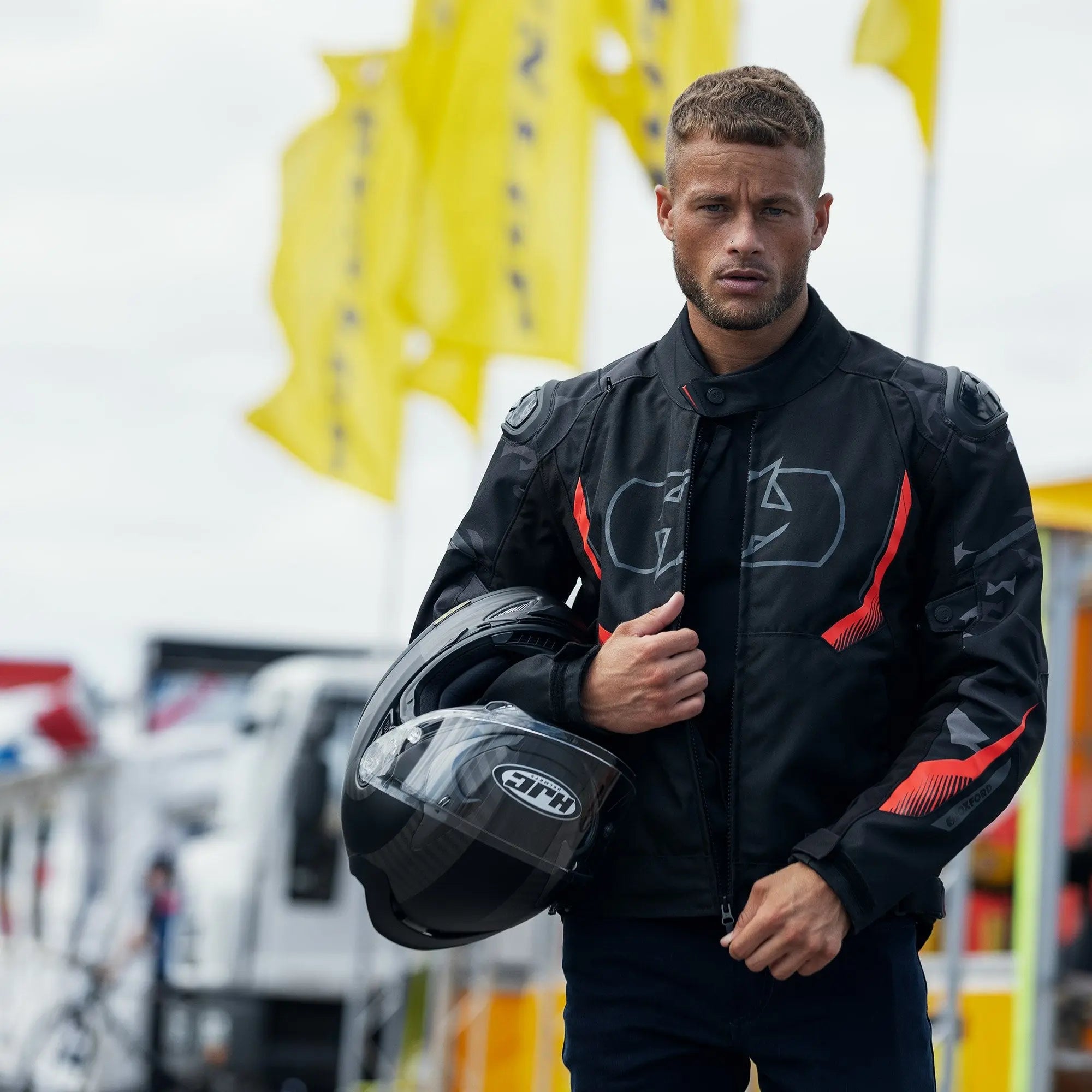 Oxford Omega 1.0 Dry2Dry Textile Jacket Black / Camo / Red  - FREE UK Shipping, FREE 365 Day Returns | Moto Central