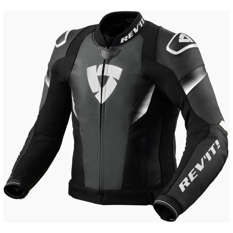 Revit Control Leather Jacket Black / White - front view