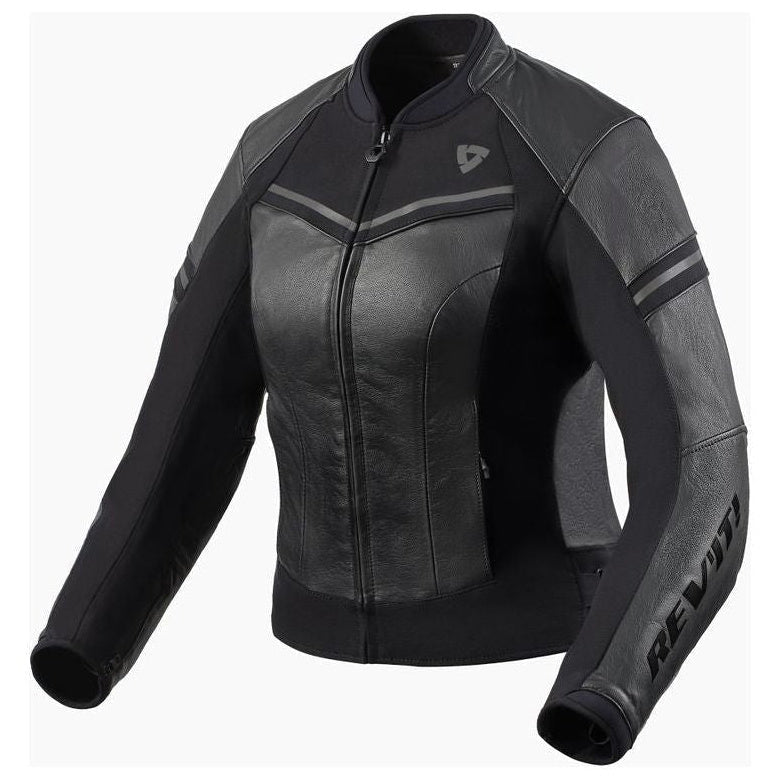 Revit Median Ladies Leather Jacket Black / Anthracite - front view
