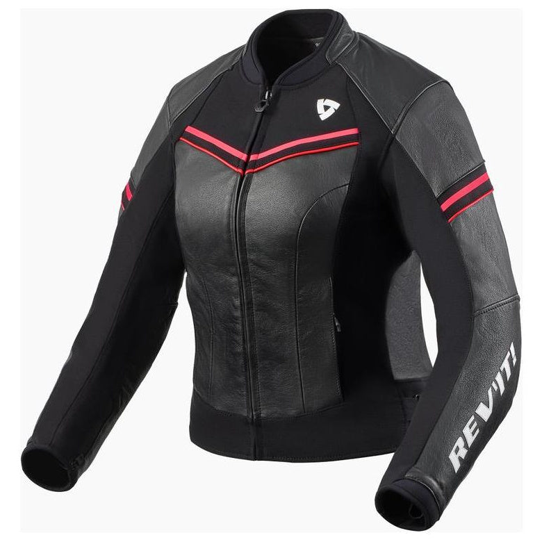 Revit Median Ladies Leather Jacket Black / Pink - front view