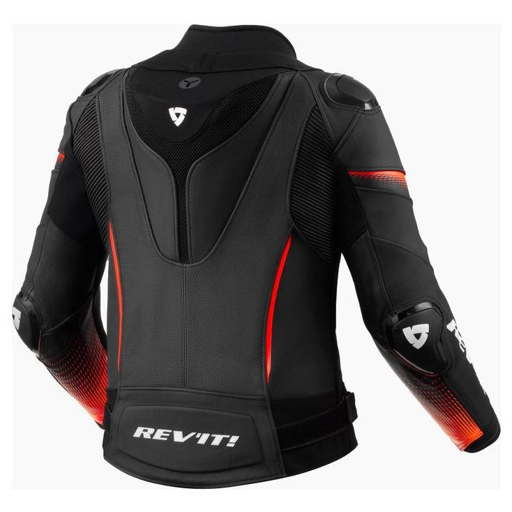 Revit Xena 4 Pro Ladies Leather Jacket Black / Neon Red, rear view