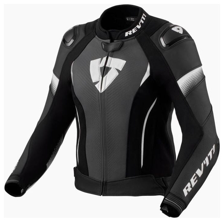Revit Xena 4 Pro Ladies Leather Jacket Black / White, front view