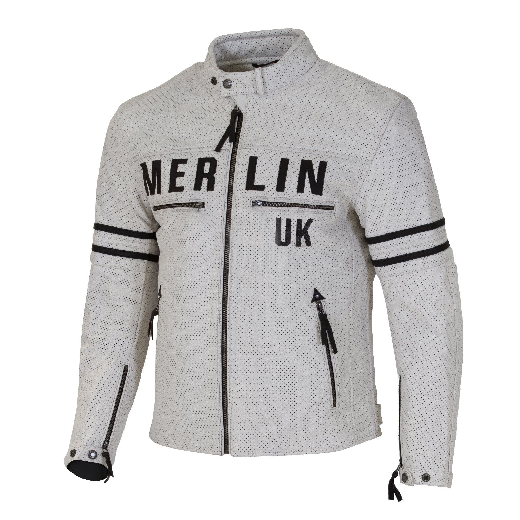 Merlin Revival D3O Leather Jacket White FREE UK Delivery, FREE 365 Day Returns | Moto Central
