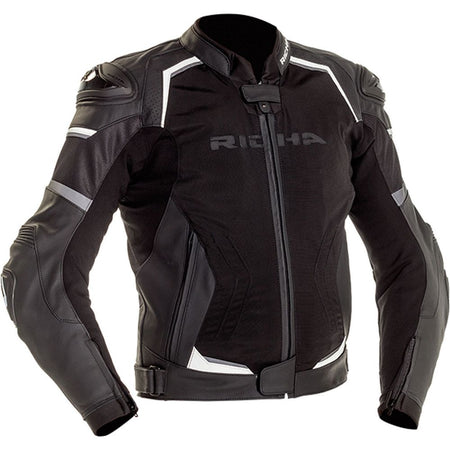 Richa Ballistic Sport Leather Jacket Black/White FREE UK Delivery