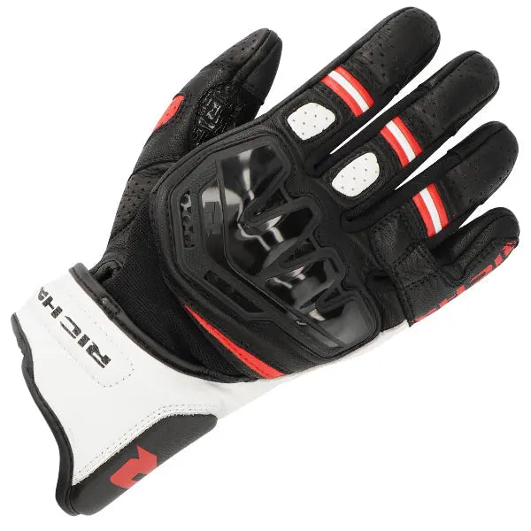 Richa Stradale Stealth Short Gloves Black / White / Red  - FREE UK Shipping, FREE 365 Day Returns | Moto Central