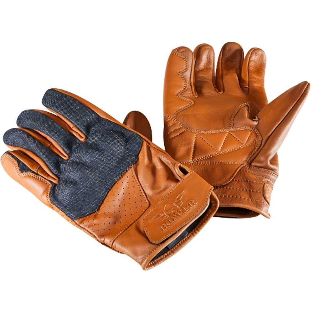 Rokker Denim Leather Gloves Brown