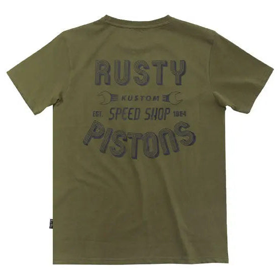 Rusty Pistons Hulton T-Shirt Khaki — rear product view