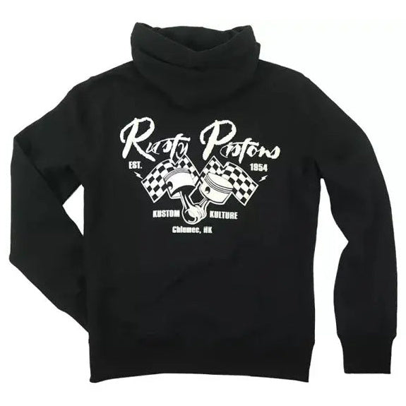 Rusty Pistons Riggins Zip Hoodie Black — rear product view