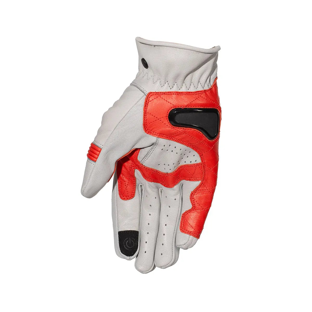 Rusty Stitches Calvin Leather Gloves Light Grey / Red - FREE UK Shipping, FREE 365 Day Returns | Moto Central
