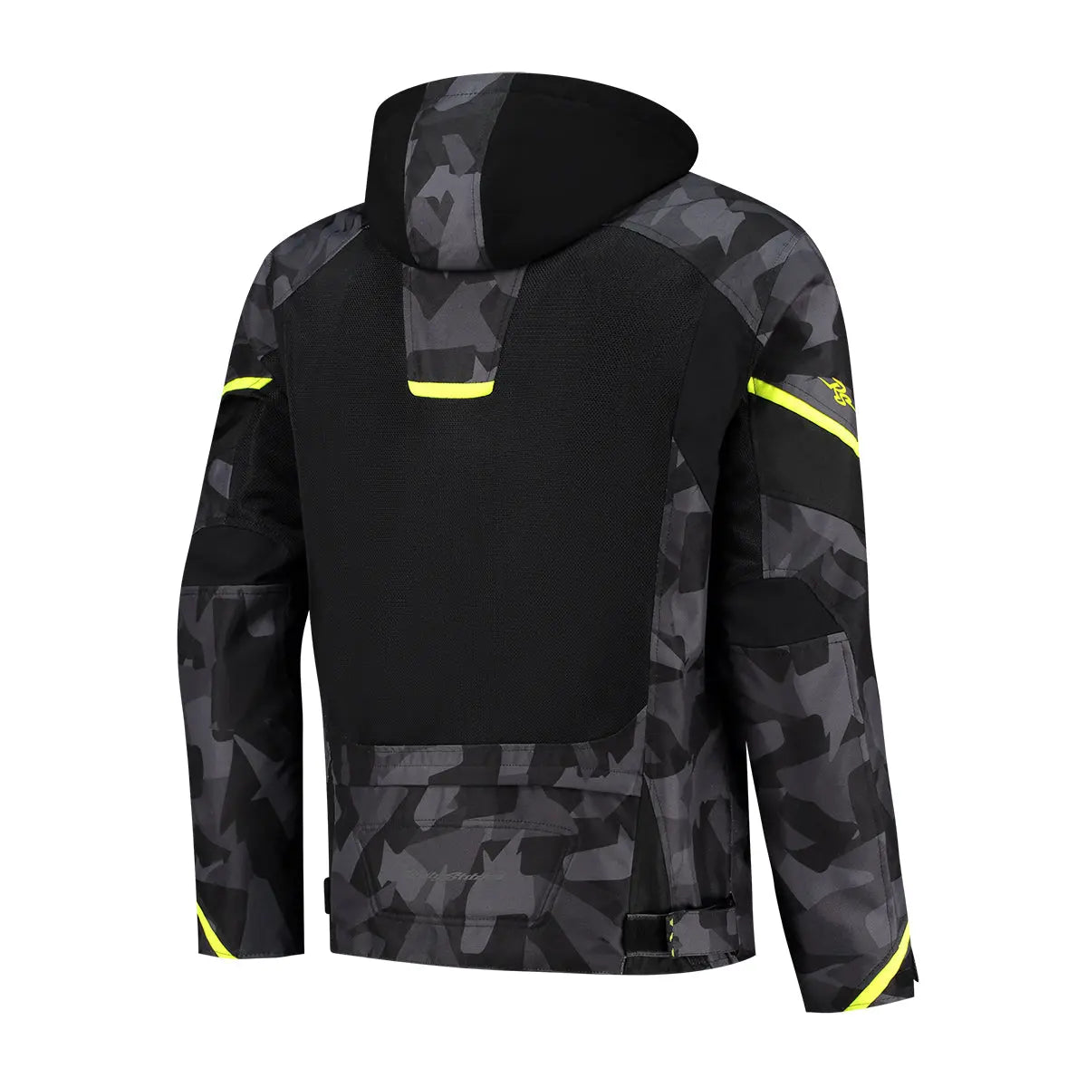 Rusty Stitches Carlo Textile Jacket Black / Camo / Fluo Yellow - FREE UK Shipping, FREE 365 Day Returns | Moto Central