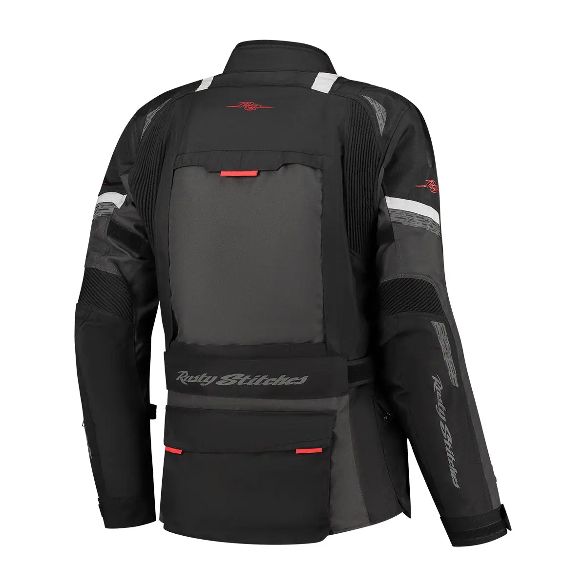 Rusty Stitches Cliff Textile Jacket Black / Grey / Red - FREE UK Shipping, FREE 365 Day Returns | Moto Central