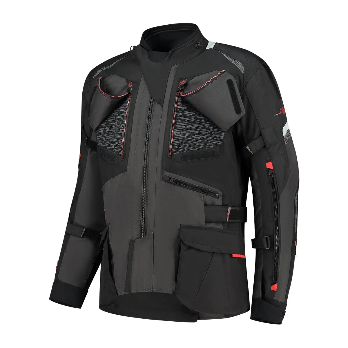 Rusty Stitches Cliff Textile Jacket Black / Grey / Red - FREE UK Shipping, FREE 365 Day Returns | Moto Central