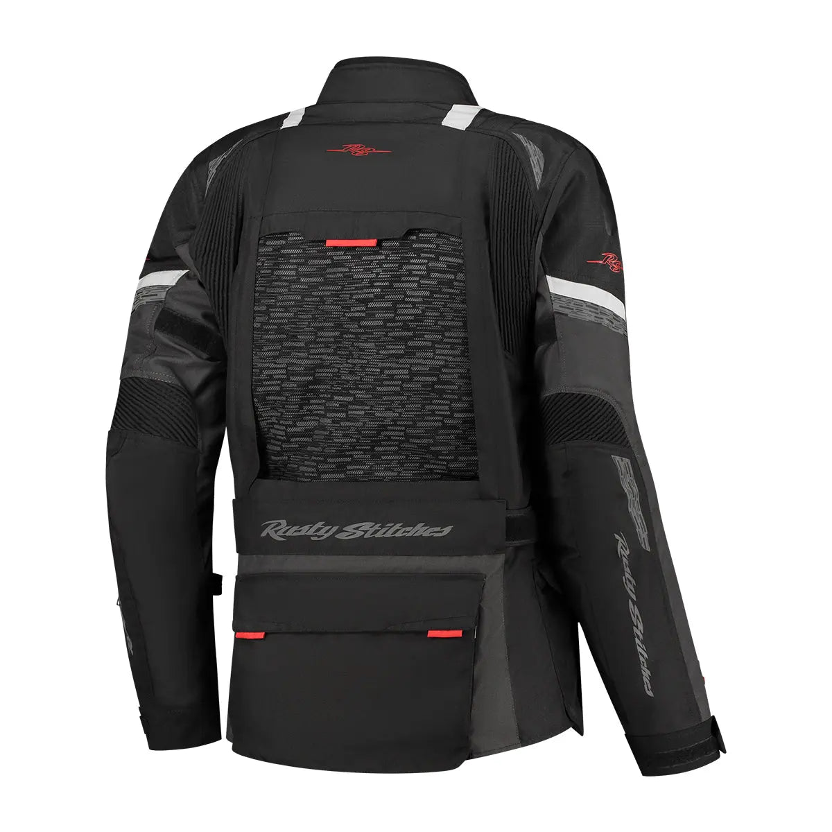 Rusty Stitches Cliff Textile Jacket Black / Grey / Red - FREE UK Shipping, FREE 365 Day Returns | Moto Central