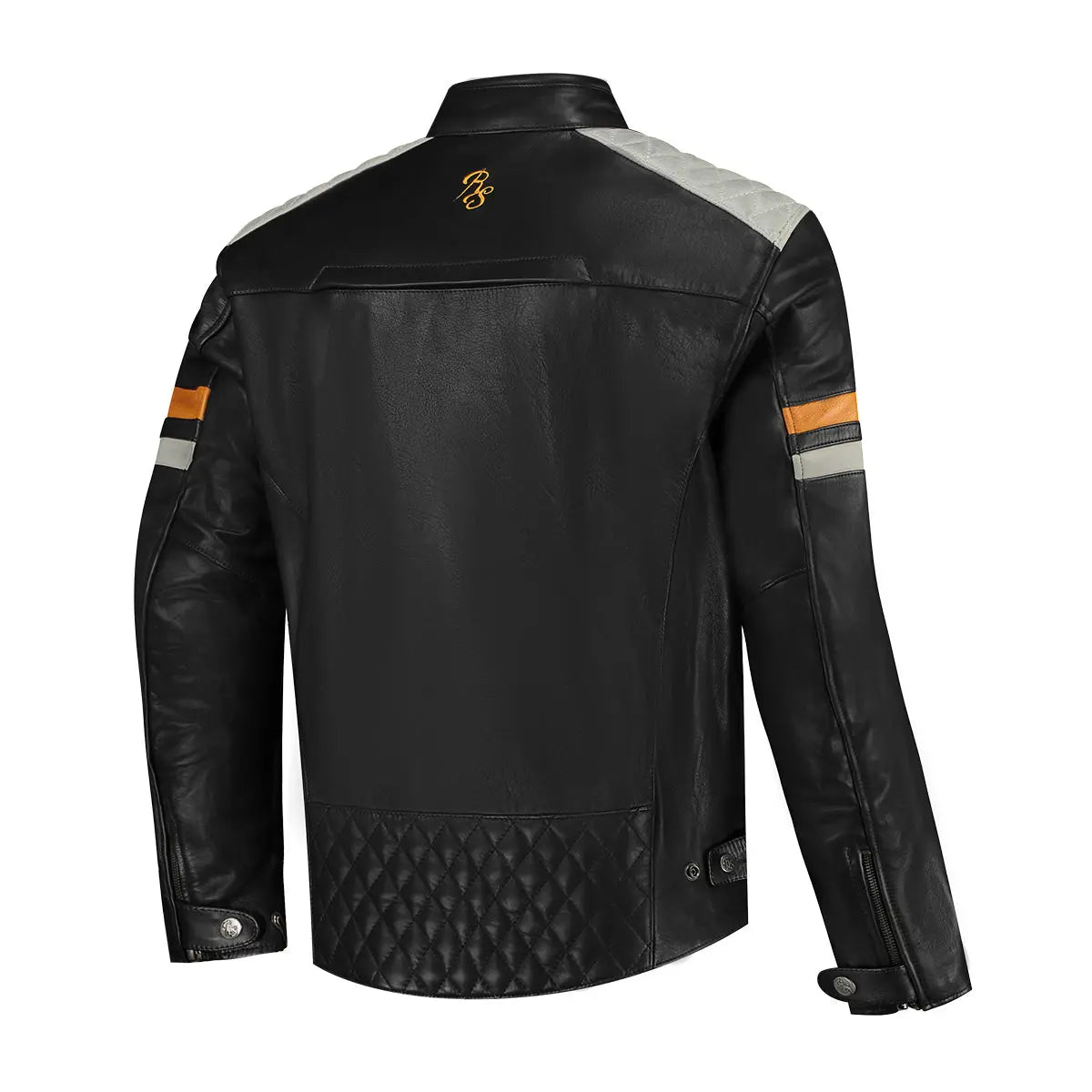 Rusty Stitches Jari V2 Leather Jacket Black / Light Grey / Gold - FREE UK Shipping, FREE 365 Day Returns | Moto Central