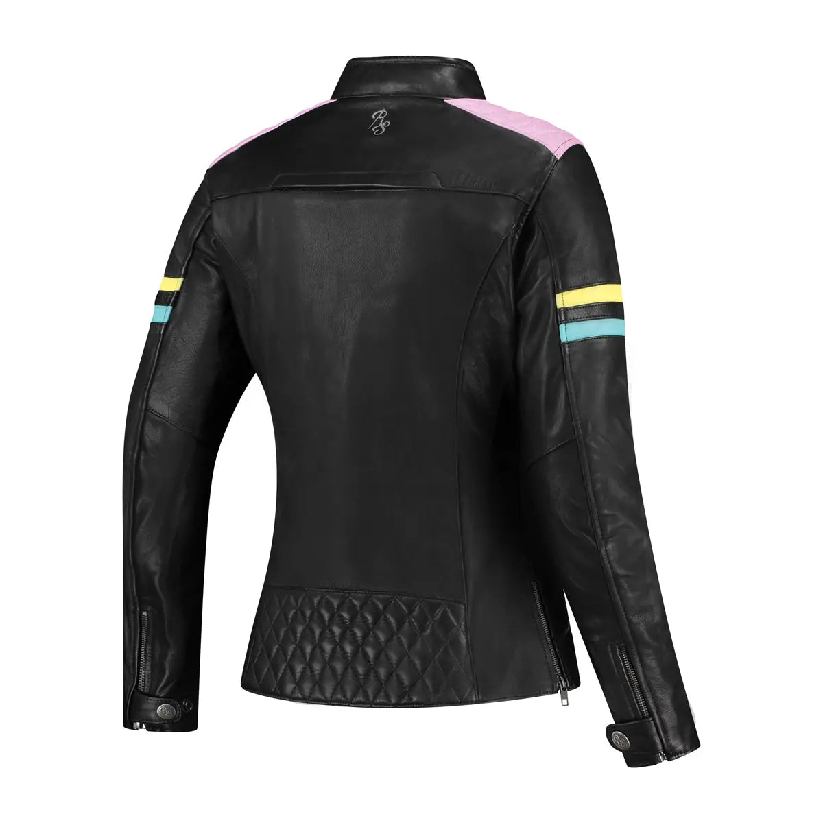 Rusty Stitches Joyce V2 Ladies Leather Jacket Black / Pastel - FREE UK Shipping, FREE 365 Day Returns | Moto Central