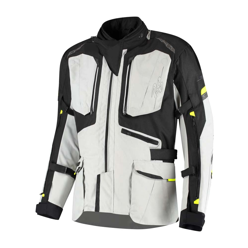 Rusty Stitches Cliff Textile Jacket Light Grey / Black - FREE UK Delivery, FREE 365 Day Returns | Moto Central
