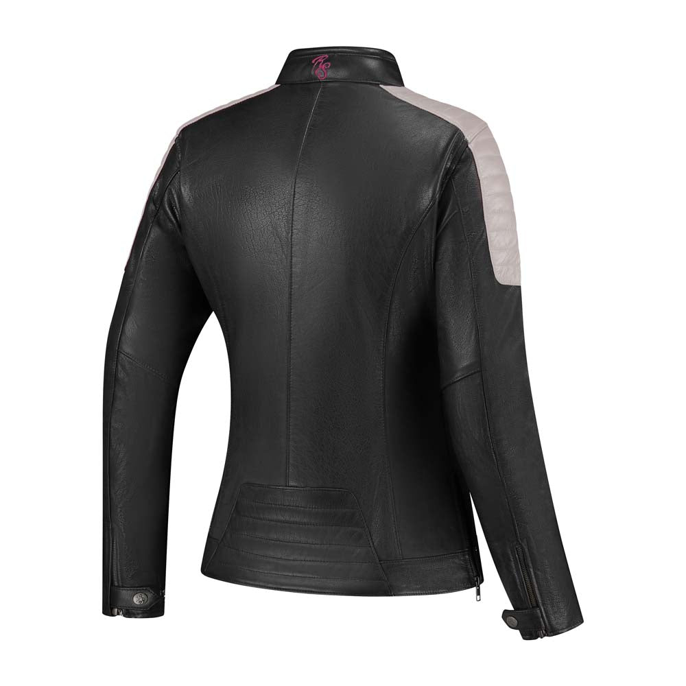 Rusty Stitches Alice Ladies Leather Jacket Black / Fluo Pink - FREE UK Delivery, FREE 365 Day Returns | Moto Central