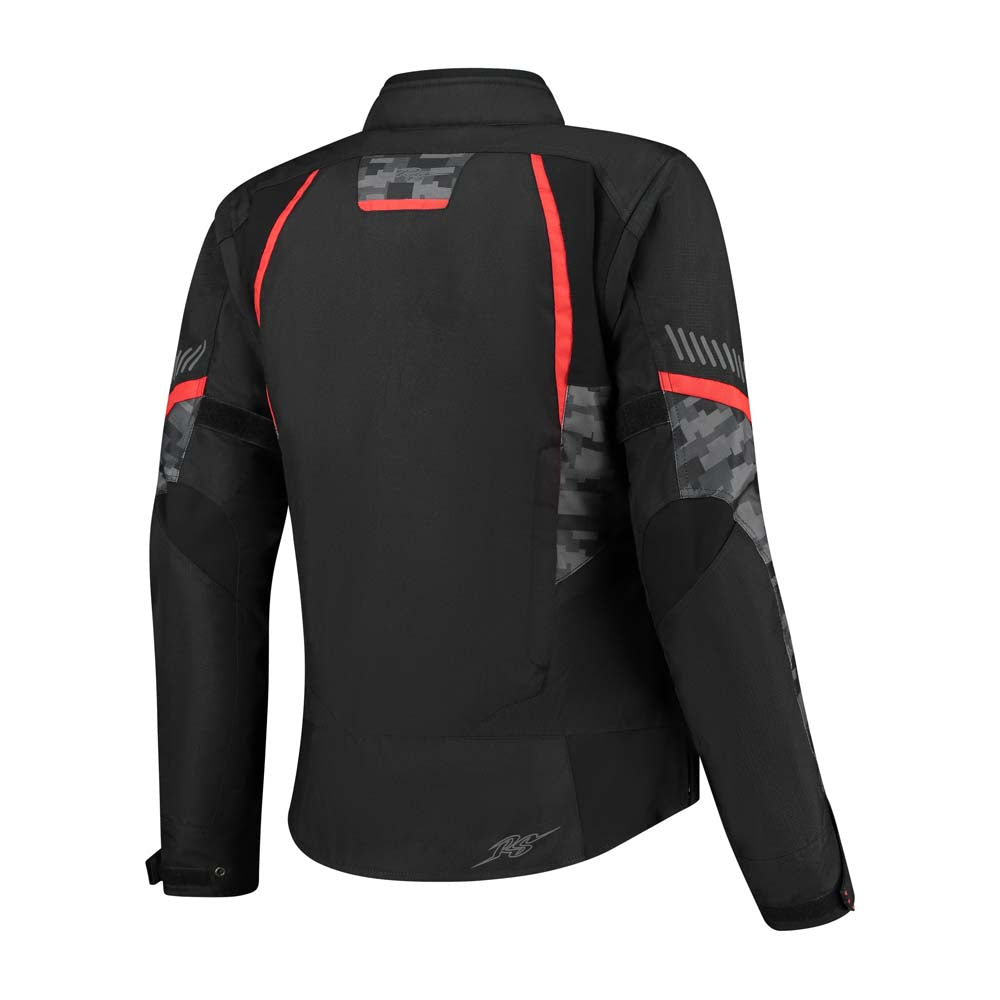 Rusty Stitches Ashley Ladies Textile Jacket Black / Pixel / Red - FREE UK Delivery, FREE 365 Day Returns | Moto Central