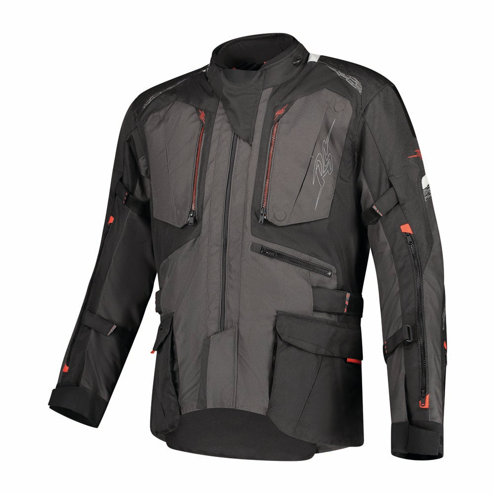 Rusty Stitches Cliff Textile Jacket Black / Grey / Red - FREE UK Delivery, FREE 365 Day Returns | Moto Central