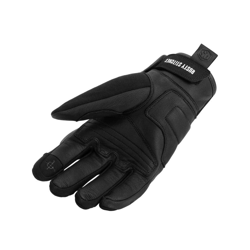 Rusty Stitches Clyde V3 Leather & Textile Gloves Black / White - FREE UK Delivery, FREE 365 Day Returns | Moto Central