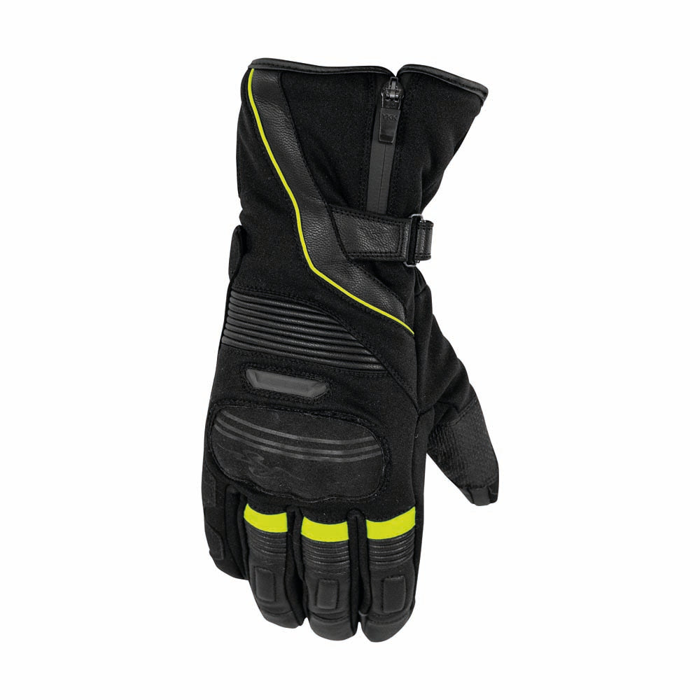 Rusty Stitches Cole Textile Gloves Black / Fluo Yellow - FREE UK Delivery, FREE 365 Day Returns | Moto Central