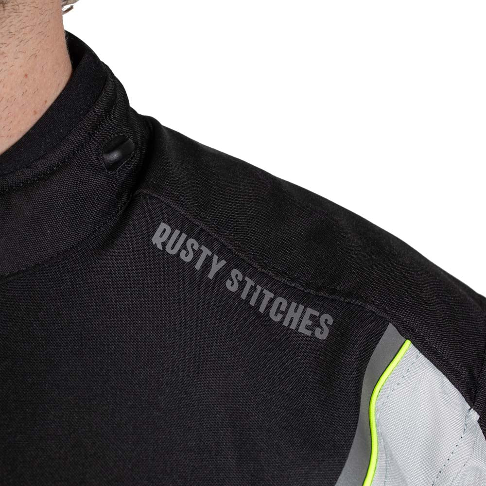 Rusty Stitches Luke Textile Jacket Black / Fluo Yellow - FREE UK Delivery, FREE 365 Day Returns | Moto Central