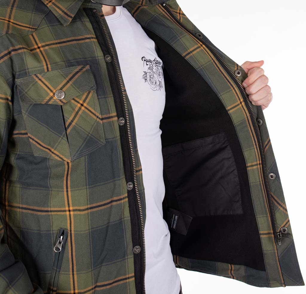 Rusty Stitches Noah Fleece Tech Textile Jacket Blue / Green - FREE UK Delivery, FREE 365 Day Returns | Moto Central