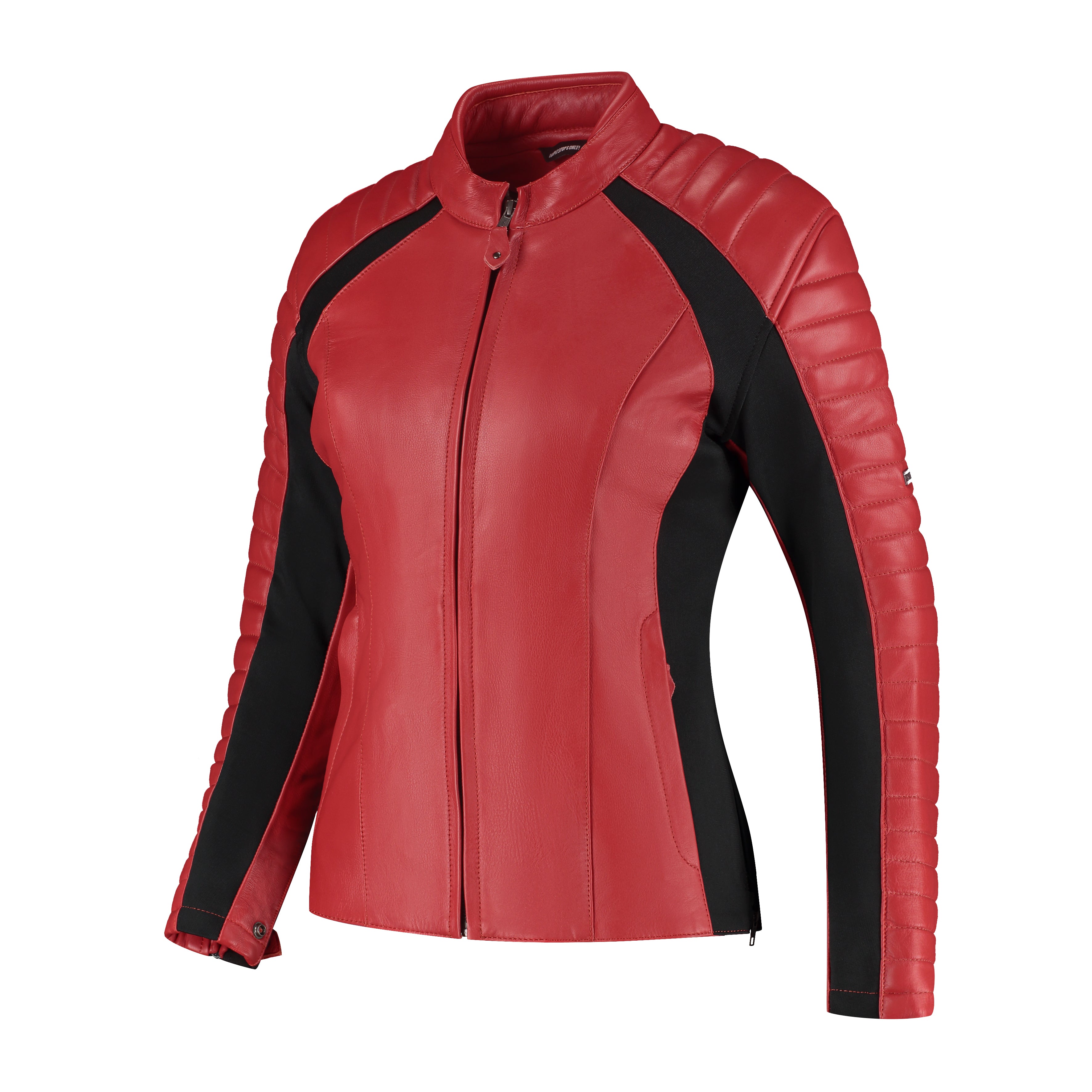 Rusty Stitches Donna Ladies Leather Jacket Red / Black - FREE UK Delivery, FREE 365 Day Returns | Moto Central