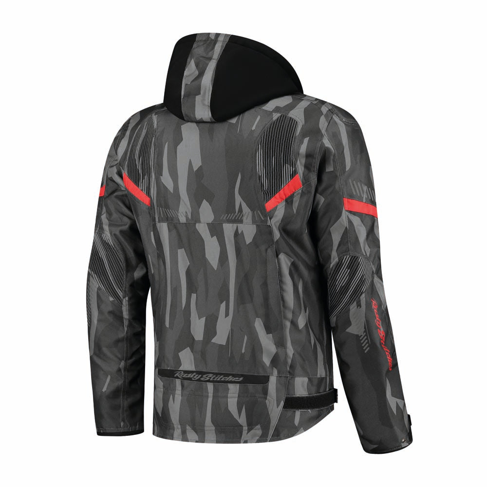 Rusty Stitches Dylan Textile Jacket Black / Camo Red - FREE UK Delivery, FREE 365 Day Returns | Moto Central