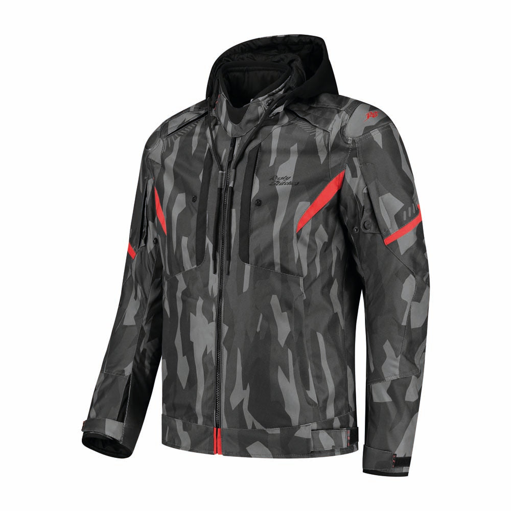 Rusty Stitches Dylan Textile Jacket Black / Camo Red - FREE UK Delivery, FREE 365 Day Returns | Moto Central