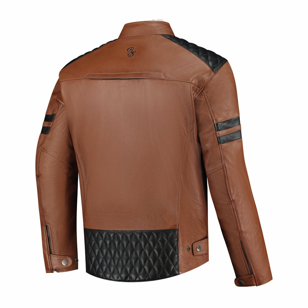 Rusty Stitches Jari V2 Leather Jacket Cognac / Black - FREE UK Delivery, FREE 365 Day Returns | Moto Central