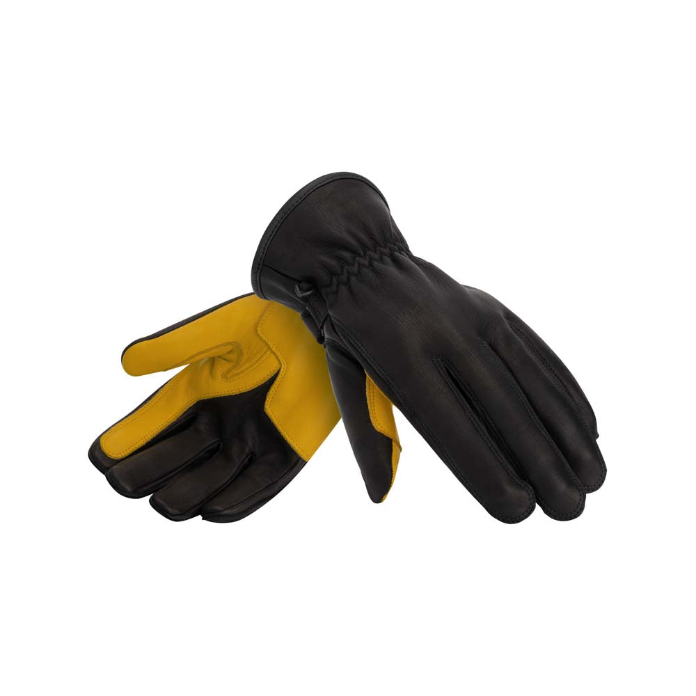 Rusty Stitches Johnny V2 Leather Gloves Black / Yellow - FREE UK Delivery, FREE 365 Day Returns | Moto Central