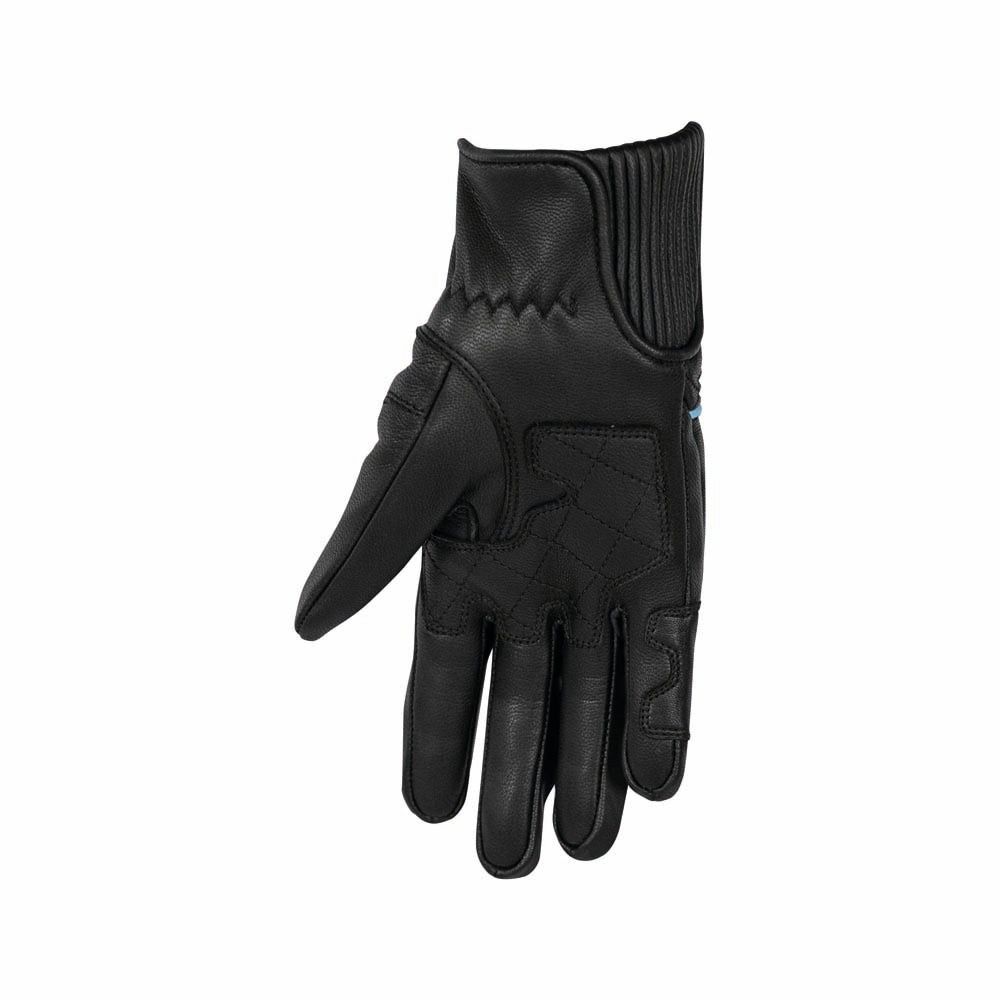 Rusty Stitches Lilly Ladies Leather Gloves Black / Pastel Blue - FREE UK Delivery, FREE 365 Day Returns | Moto Central