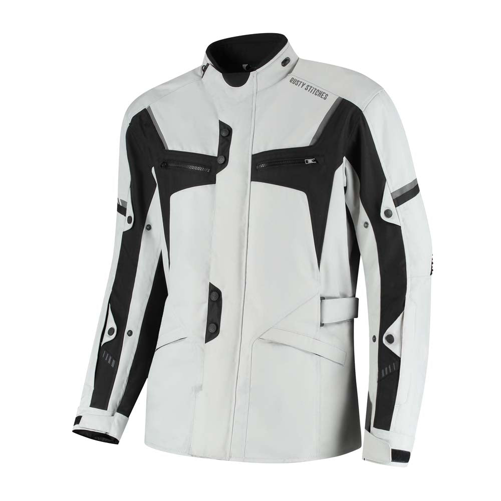Rusty Stitches Luke Textile Jacket Light Grey / Black - FREE UK Delivery, FREE 365 Day Returns | Moto Central